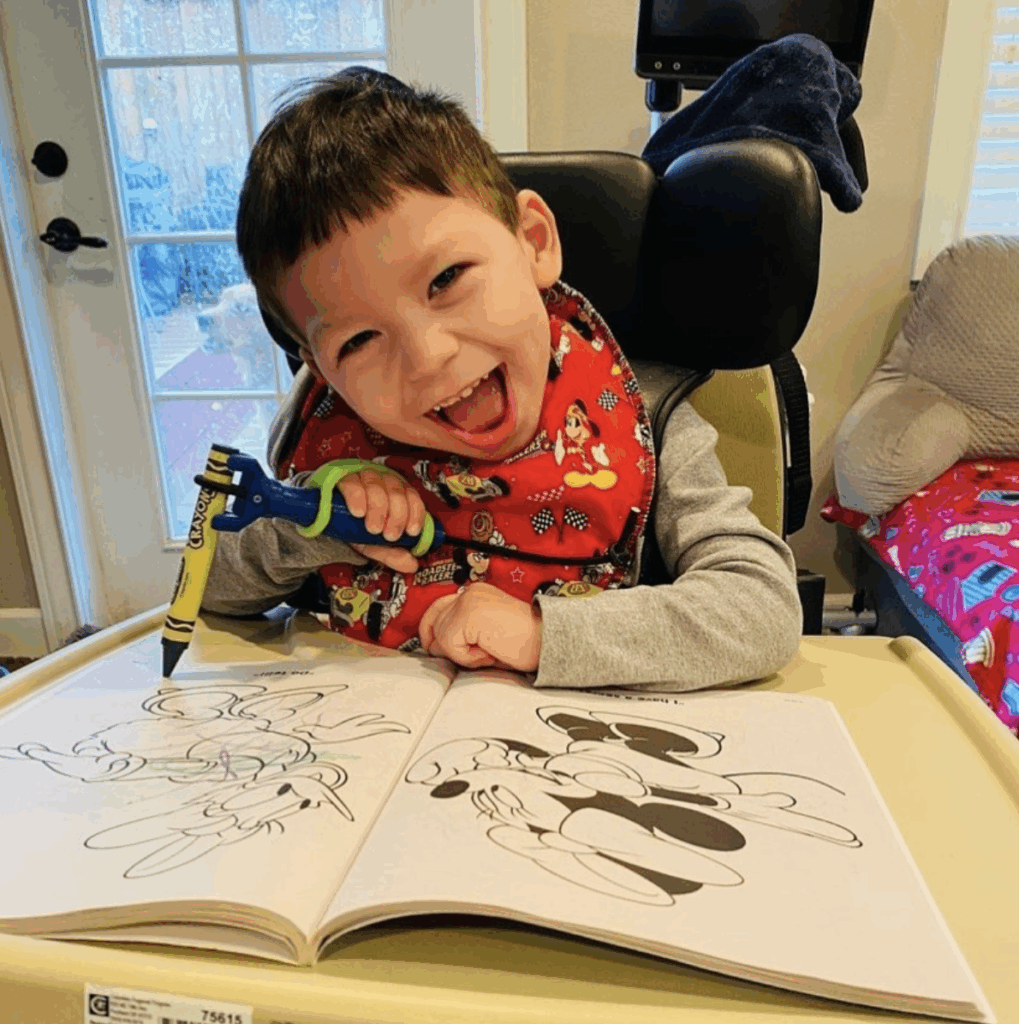 Students using adaptive equipment for disabilities