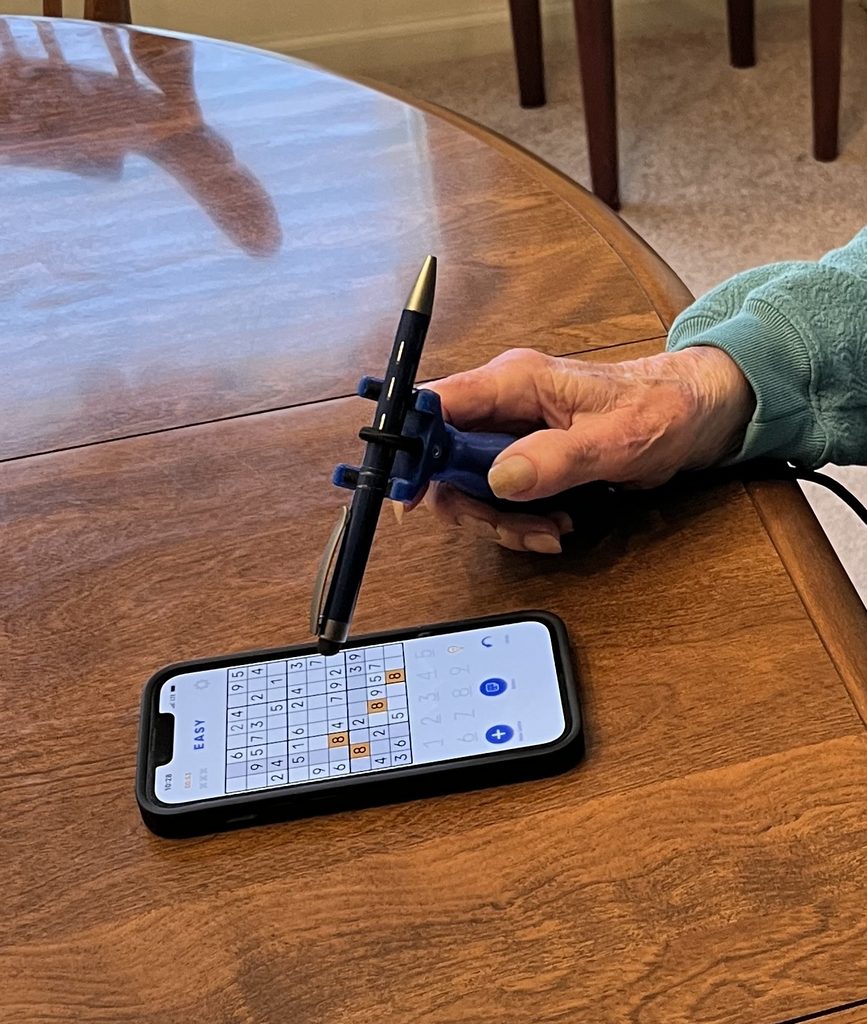adult playing sudoku using functionalhand