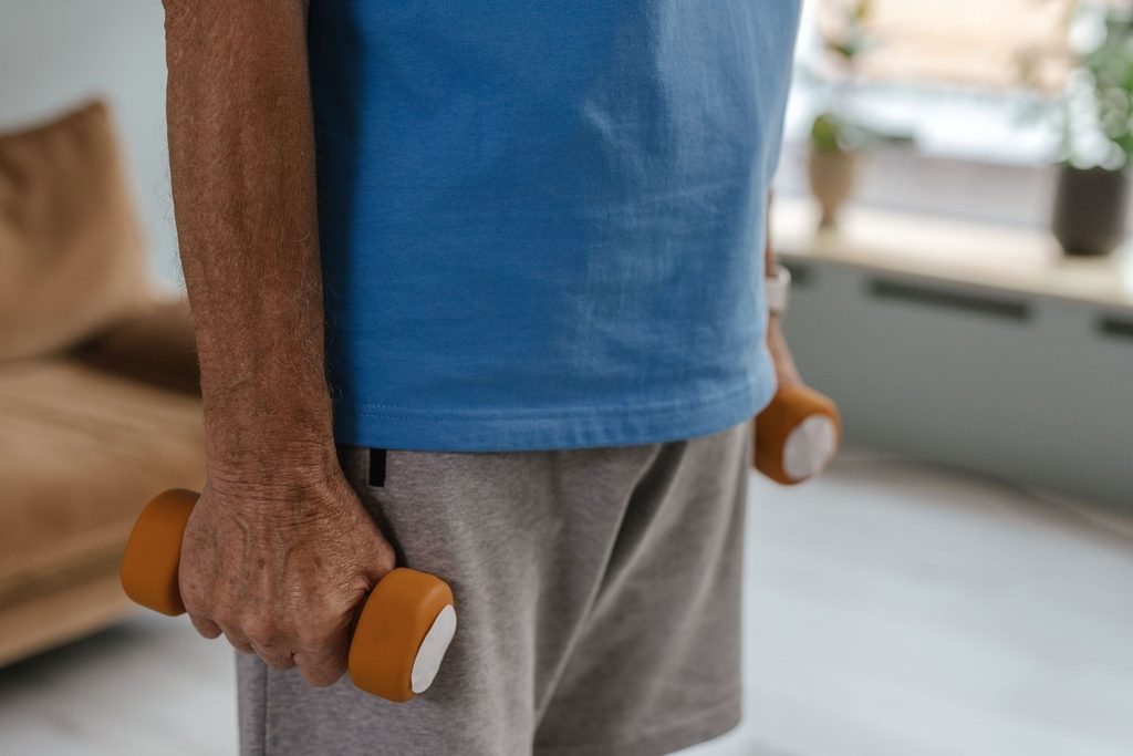 elderly lifting small weights